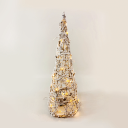 ^ "RATTAN CONE TREE WITH SNOW" 30 MINI WW LED ΛΑΜΠ. ΜΠΑΤ. 3ΧΑΑ,IP20 Φ18.5Χ50CM  -X11301110